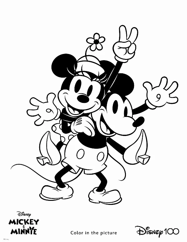 Mickey & Minnie Colouring Sheet 4